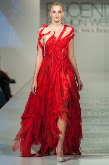Michelle Hebert red dress Phoenix Fashion Week 2013